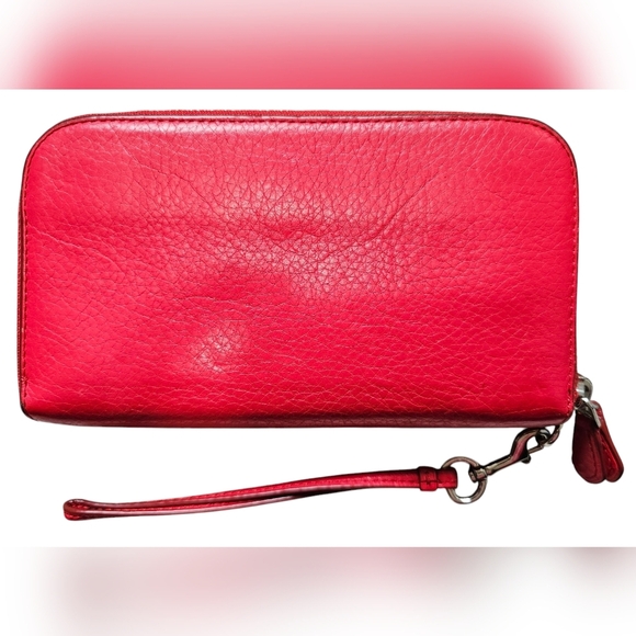 Coach Red Leather Wallet/Wristlet Dual Zipper With Coin Slot, Awesome Condition! - Picture 3 of 12